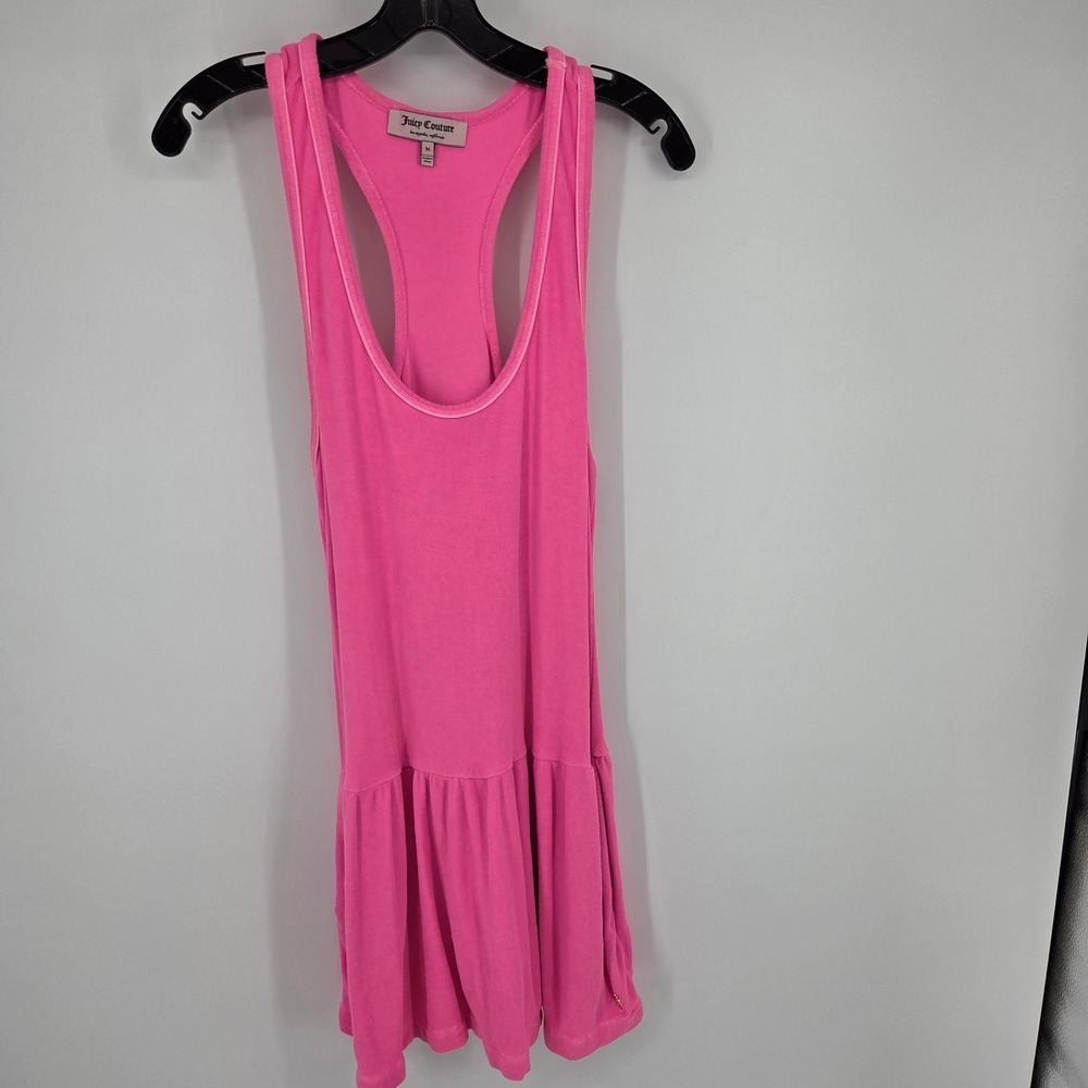 Juicy Couture Pink Terry Cloth Dress Racerback Mini Dress Women's Size M  Y2k